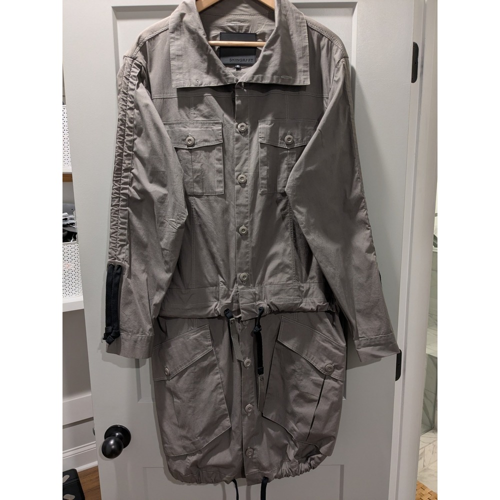 SKINGRAFT‎ Womens M Gray Utility Cargo Button Front Jacket/Shorts Set (EUC)